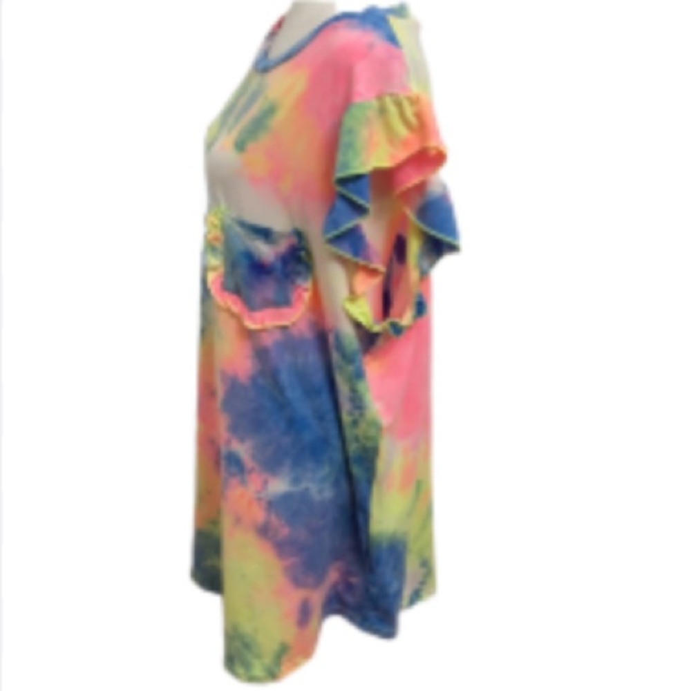 EC Glitzy Girlz Tie Dye Flutter Sleeve Tee Plus Size 3X